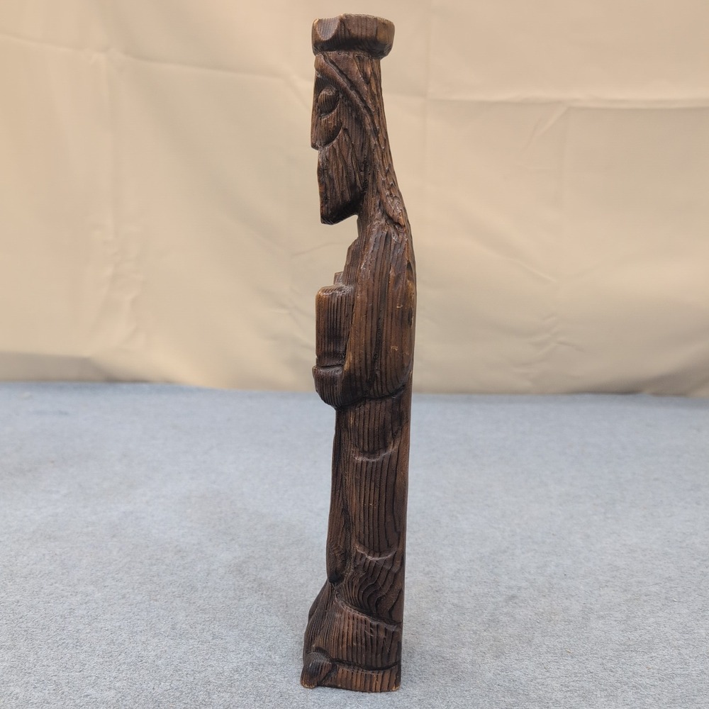 Vintage Hand Carved Wood Figurine Wise Man Prophet Religious Folk Art Sculpture - Picture 4 of 8